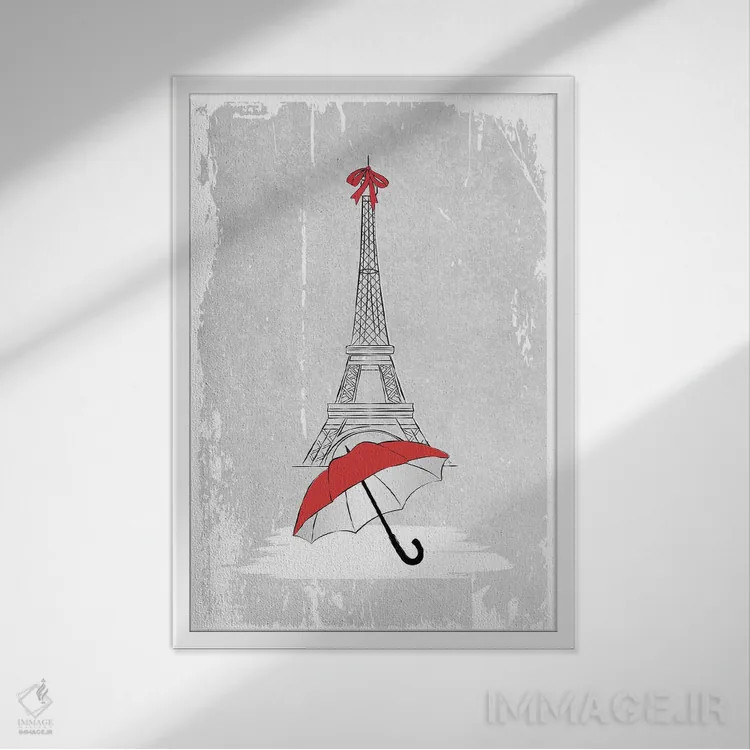 تابلو دکوراتیو باران در پاریس اثر مارتینا پاولوا - نمای قابدار سفید