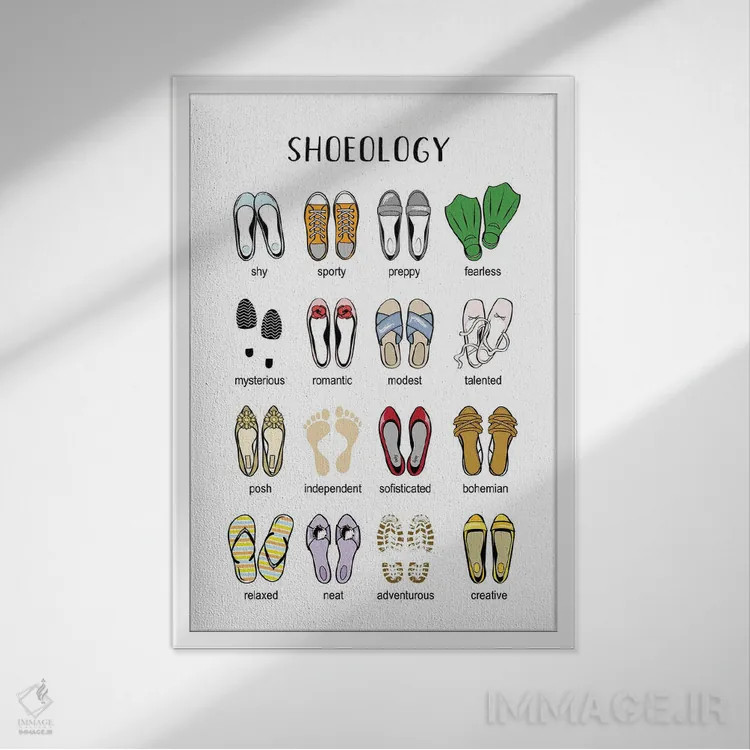 تابلو دکوراتیو کفش شناسی اثر مارتینا پاولوا - نمای قابدار سفید