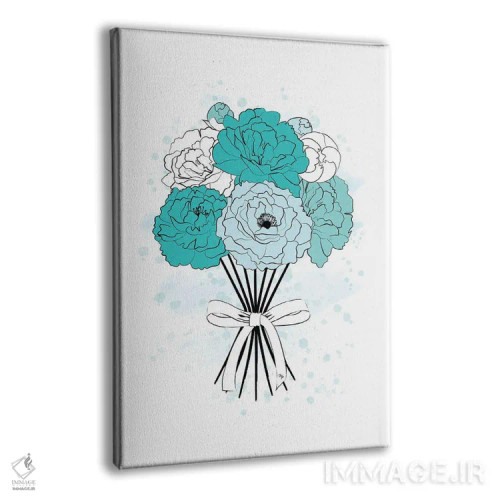 تابلو دکوراتیو دسته گل پیونی آبی اثر مارتینا پاولوا - نمای پرسپکتیو محصول