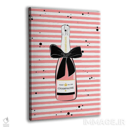 تابلو دکوراتیو شامپاین راه راه صورتی اثر مارتینا پاولوا - نمای پرسپکتیو محصول