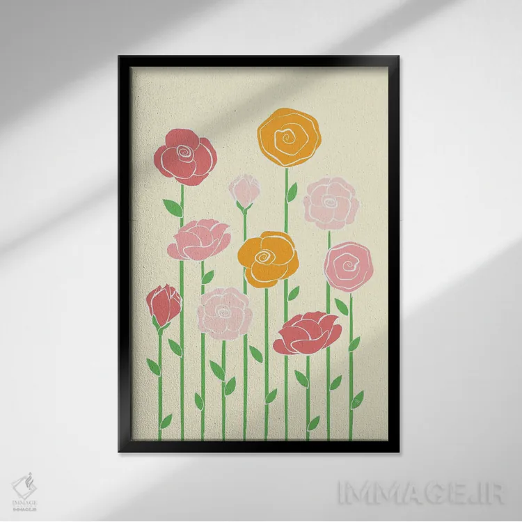 تابلو دکوراتیو گل های باغ اثر مارتینا پاولوا - نمای قابدار مشکی