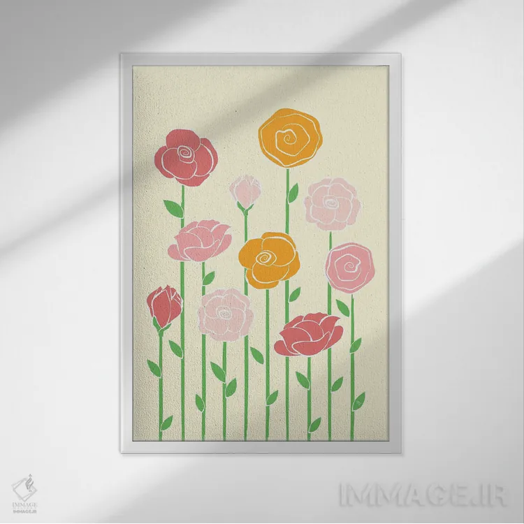 تابلو دکوراتیو گل های باغ اثر مارتینا پاولوا - نمای قابدار سفید