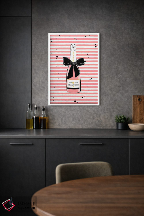 تابلو دکوراتیو شامپاین راه راه صورتی اثر مارتینا پاولوا - D1W