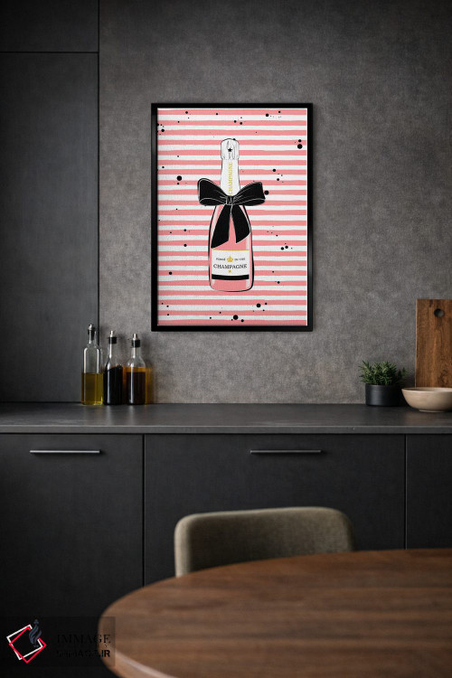 تابلو دکوراتیو شامپاین راه راه صورتی اثر مارتینا پاولوا - D2B