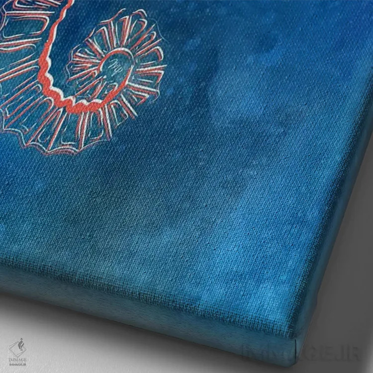 تابلو دکوراتیو اسب دریایی آبی اثر مارتینا پاولوا - نمای نزدیک بافت بوم