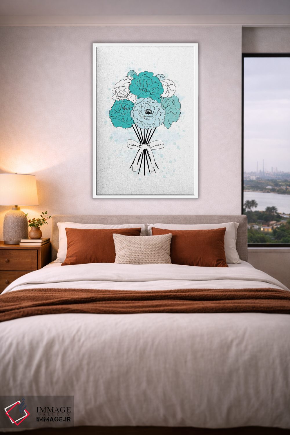 تابلو دکوراتیو دسته گل پیونی آبی اثر مارتینا پاولوا - D4W