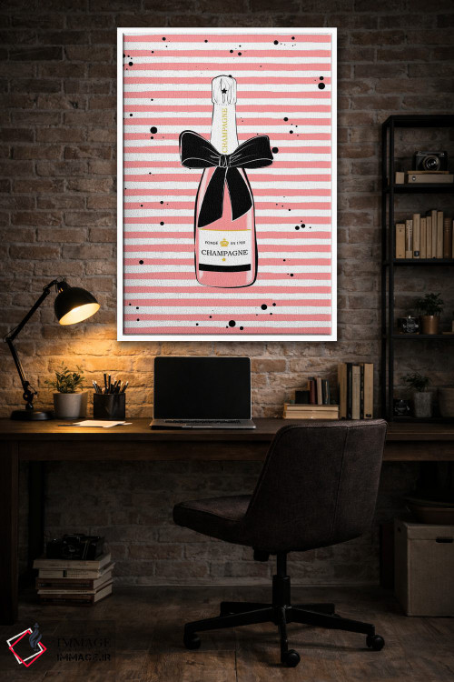 تابلو دکوراتیو شامپاین راه راه صورتی اثر مارتینا پاولوا - D4W