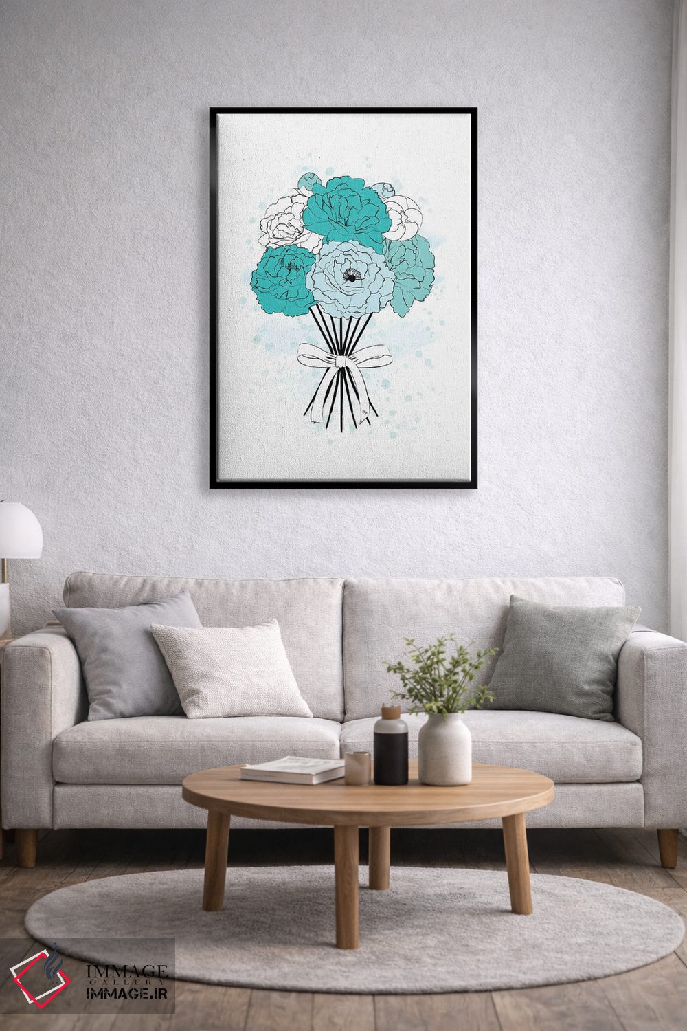 تابلو دکوراتیو دسته گل پیونی آبی اثر مارتینا پاولوا - D5B