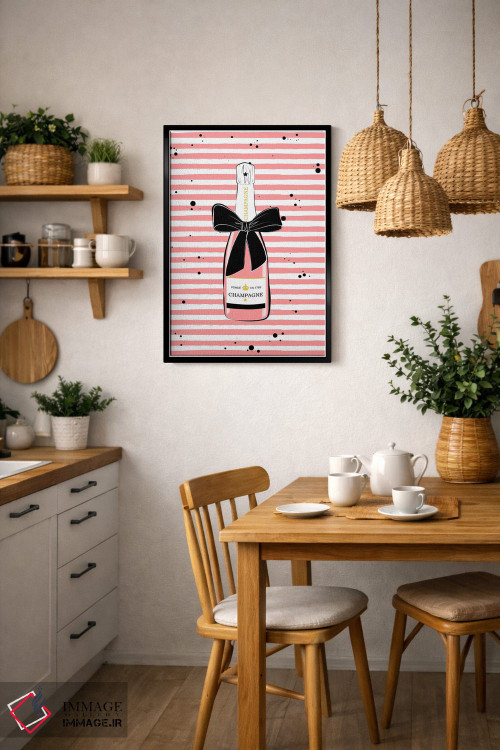 تابلو دکوراتیو شامپاین راه راه صورتی اثر مارتینا پاولوا - D6B