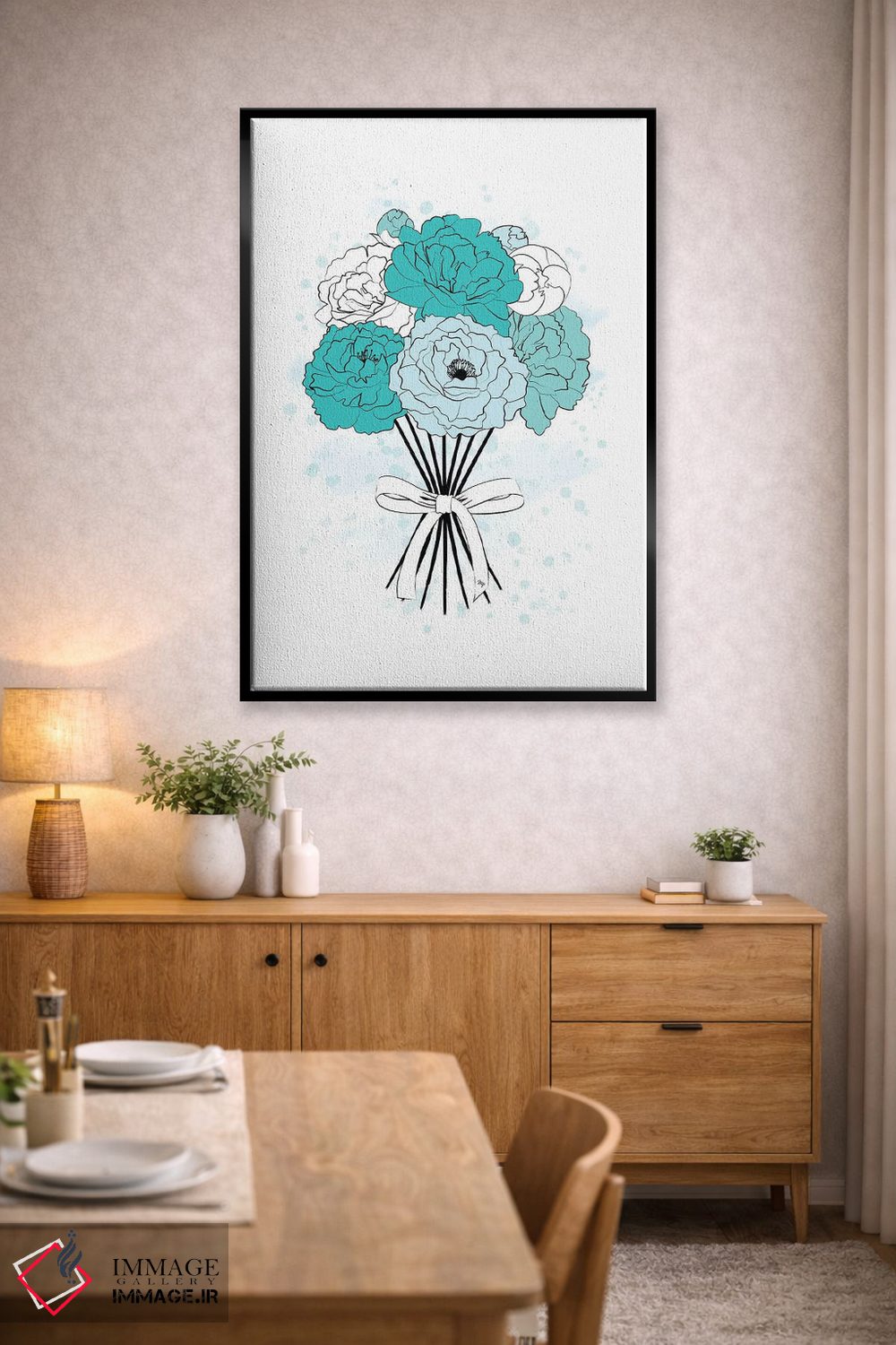 تابلو دکوراتیو دسته گل پیونی آبی اثر مارتینا پاولوا - D6B