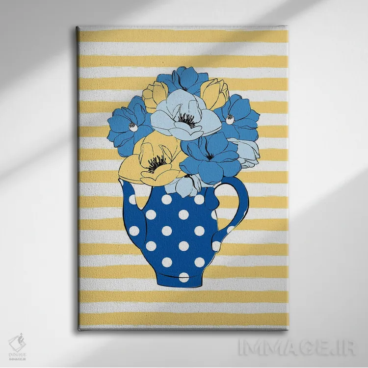 تابلو دکوراتیو گل های قوری چای اثر مارتینا پاولوا - نمای روبهرو روی دیوار