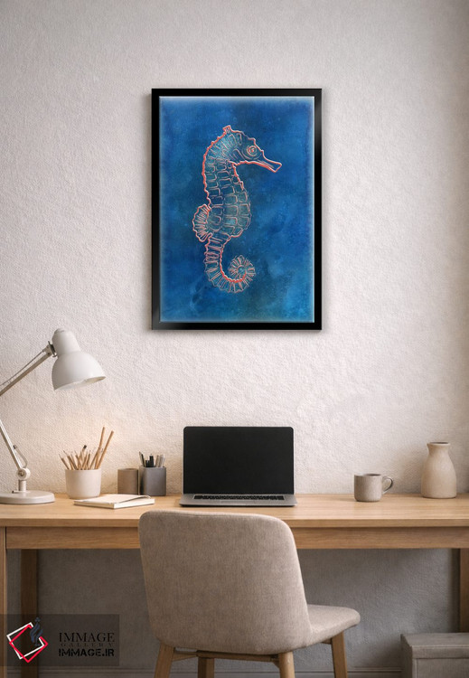 تابلو دکوراتیو اسب دریایی آبی اثر مارتینا پاولوا - D1B