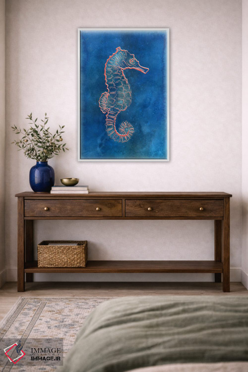 تابلو دکوراتیو اسب دریایی آبی اثر مارتینا پاولوا - D4W