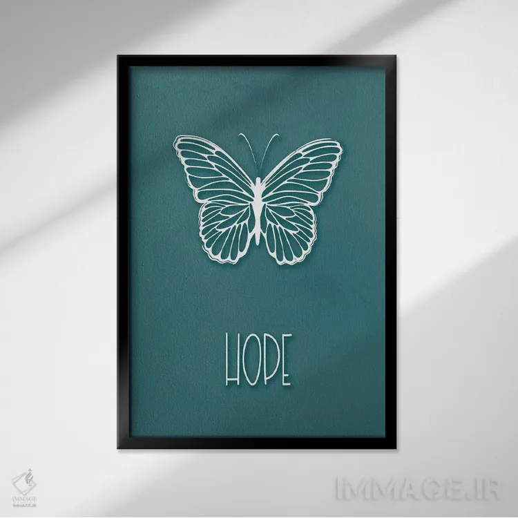تابلو دکوراتیو پروانه امید اثر مارتینا پاولوا - نمای قابدار مشکی