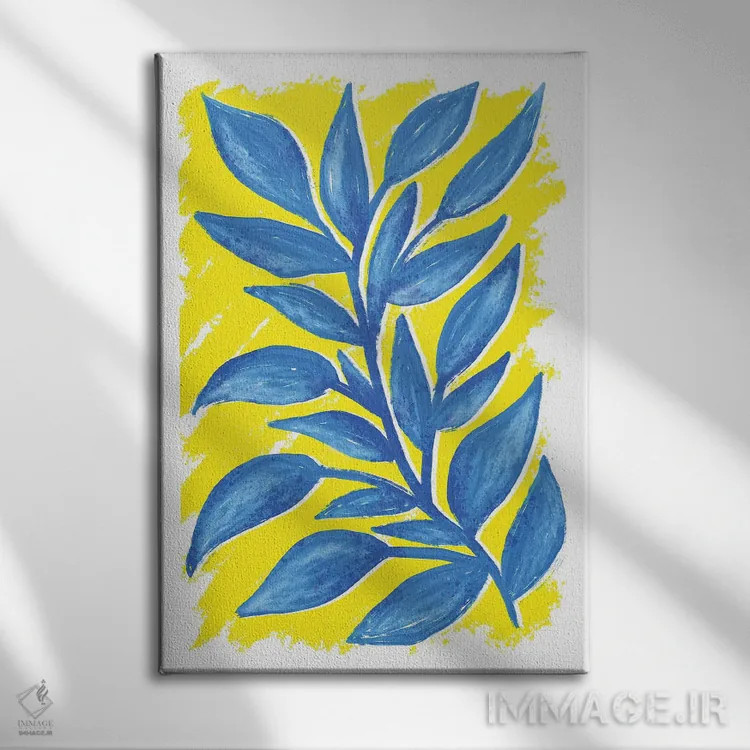 تابلو دکوراتیو گیاه آبی اثر مارتینا پاولوا - نمای روبهرو روی دیوار