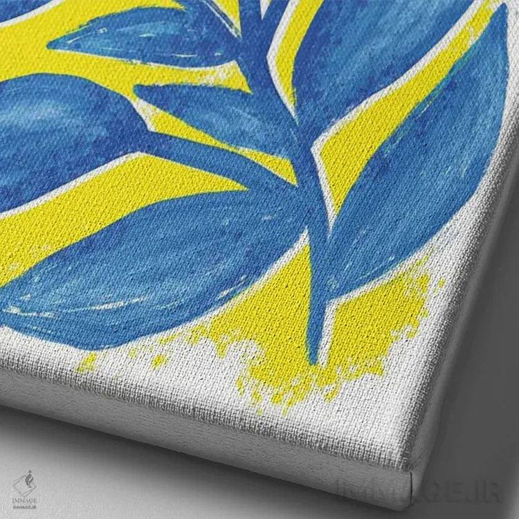 تابلو دکوراتیو گیاه آبی اثر مارتینا پاولوا - نمای نزدیک بافت بوم