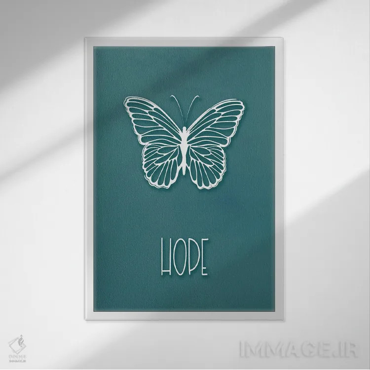 تابلو دکوراتیو پروانه امید اثر مارتینا پاولوا - نمای قابدار سفید