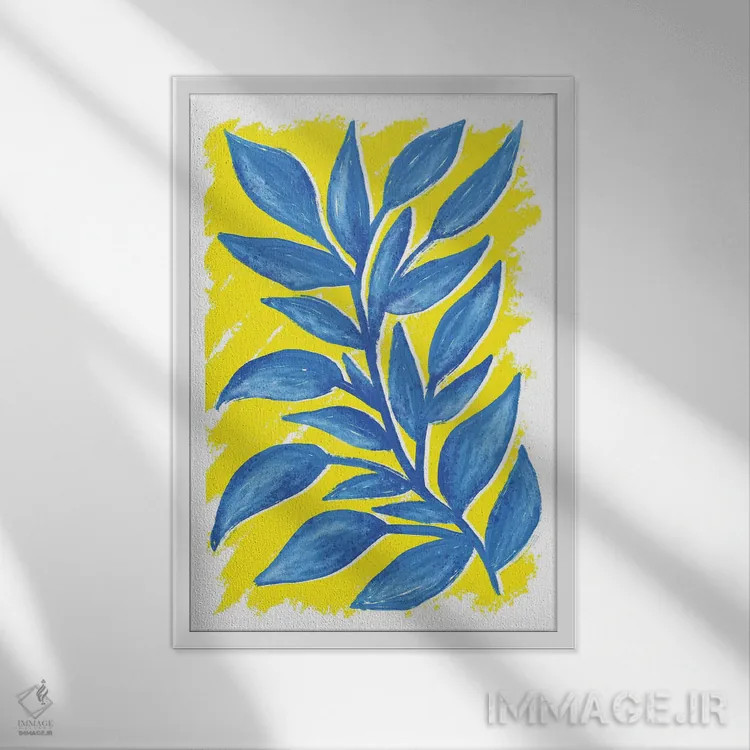 تابلو دکوراتیو گیاه آبی اثر مارتینا پاولوا - نمای قابدار سفید