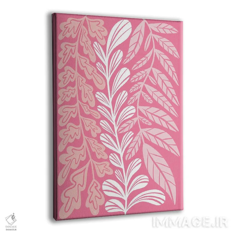 تابلو مینیمال گیاهان بلند صورتی اثر مارتینا پاولوا - نمای پرسپکتیو محصول