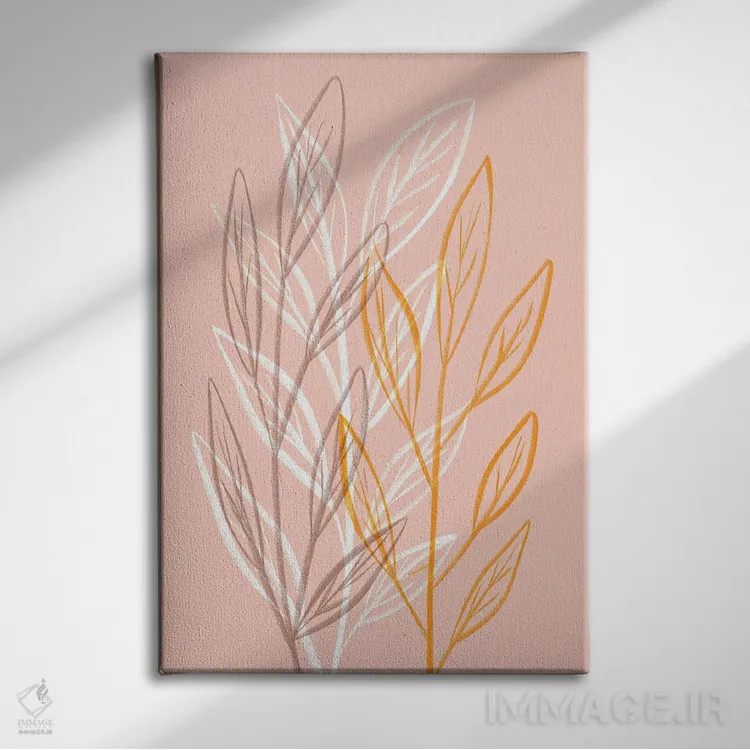 تابلو مینیمال گیاهان پرزدار هلو اثر مارتینا پاولوا - نمای روبهرو روی دیوار