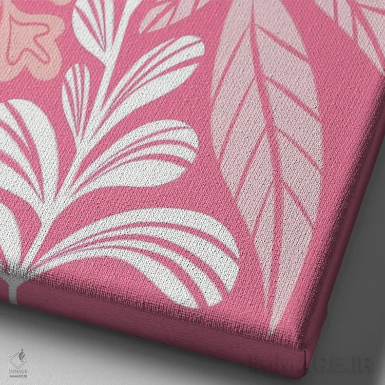 تابلو مینیمال گیاهان بلند صورتی اثر مارتینا پاولوا - نمای نزدیک بافت بوم