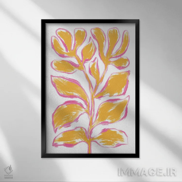 تابلو دکوراتیو گیاه نارنجی اثر مارتینا پاولوا - نمای قابدار مشکی