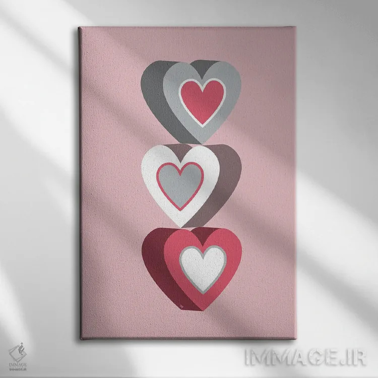 تابلو دکوراتیو قلب های کوچک صورتی اثر مارتینا پاولوا - نمای روبهرو روی دیوار