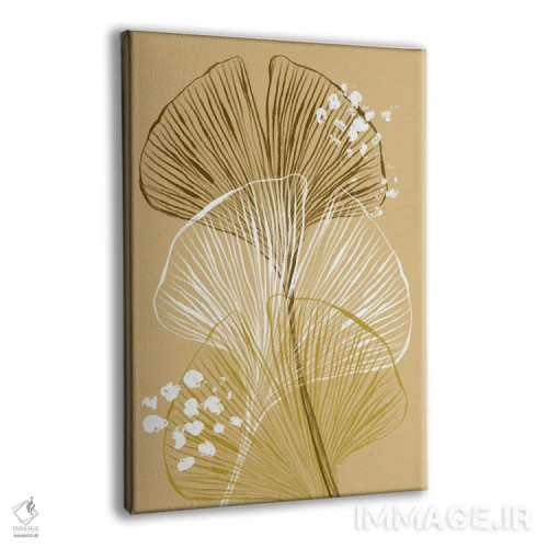 تابلو مینیمال برگ های جینکو بژ اثر مارتینا پاولوا - نمای پرسپکتیو محصول
