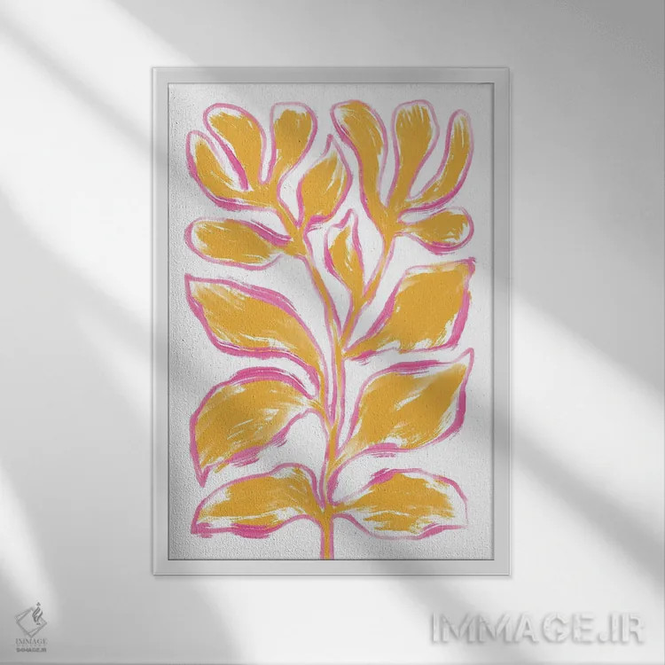 تابلو دکوراتیو گیاه نارنجی اثر مارتینا پاولوا - نمای قابدار سفید