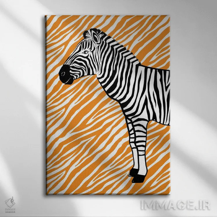 تابلو دکوراتیو گورخر کوچک نارنجی اثر مارتینا پاولوا - نمای روبهرو روی دیوار