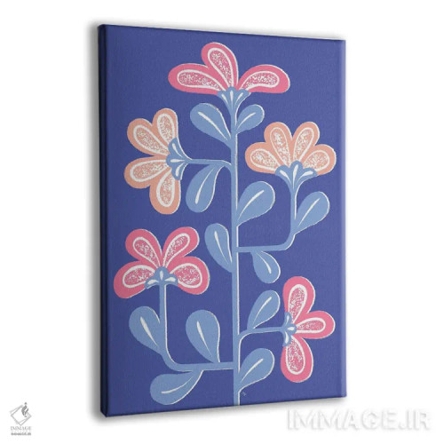 تابلو مینیمال گل مردمی آبی در حال رشد اثر مارتینا پاولوا - نمای پرسپکتیو محصول