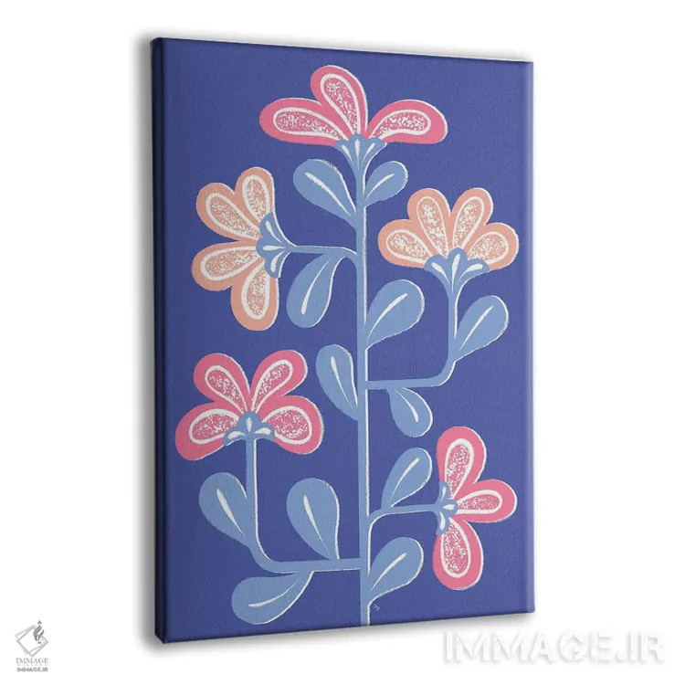 تابلو مینیمال گل مردمی آبی در حال رشد اثر مارتینا پاولوا - نمای پرسپکتیو محصول