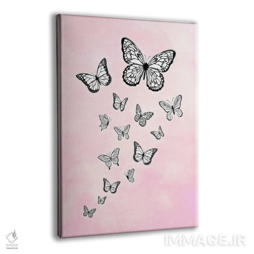 تابلو دکوراتیو پروانه های کوچک صورتی اثر مارتینا پاولوا - نمای پرسپکتیو محصول