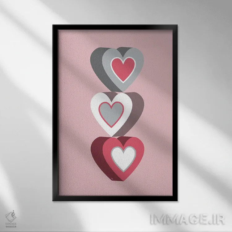 تابلو دکوراتیو قلب های کوچک صورتی اثر مارتینا پاولوا - نمای قابدار مشکی