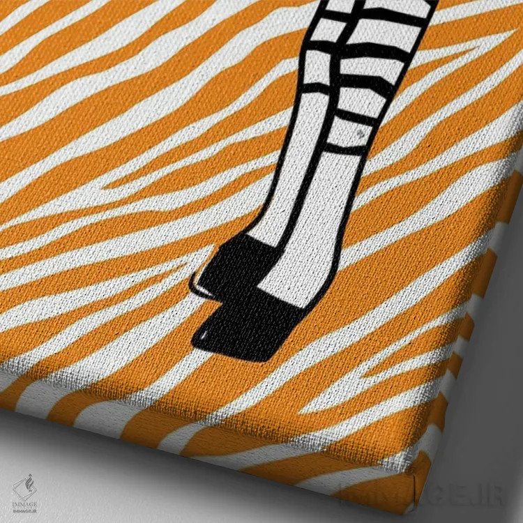 تابلو دکوراتیو گورخر کوچک نارنجی اثر مارتینا پاولوا - نمای نزدیک بافت بوم