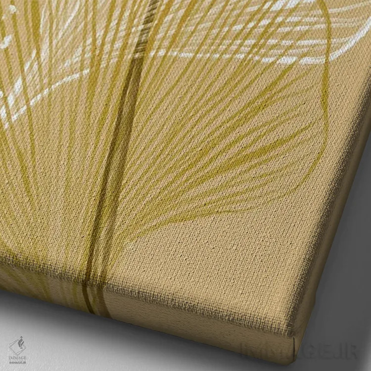 تابلو مینیمال برگ های جینکو بژ اثر مارتینا پاولوا - نمای نزدیک بافت بوم