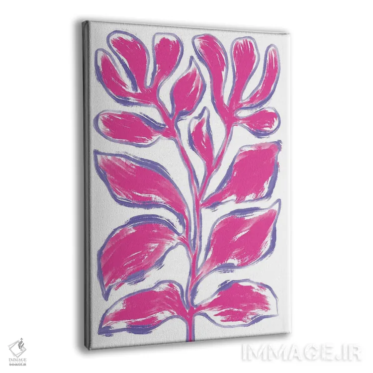 تابلو مینیمال گیاه نقاشی انتزاعی صورتی اثر مارتینا پاولوا - نمای پرسپکتیو محصول