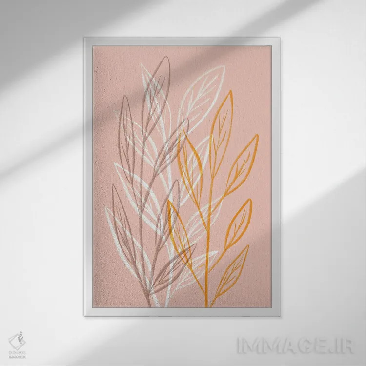 تابلو مینیمال گیاهان پرزدار هلو اثر مارتینا پاولوا - نمای قابدار سفید