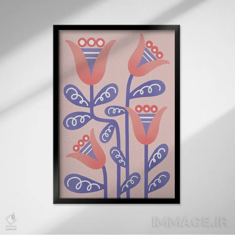 تابلو دکوراتیو لاله های مردمی اثر مارتینا پاولوا - نمای قابدار مشکی