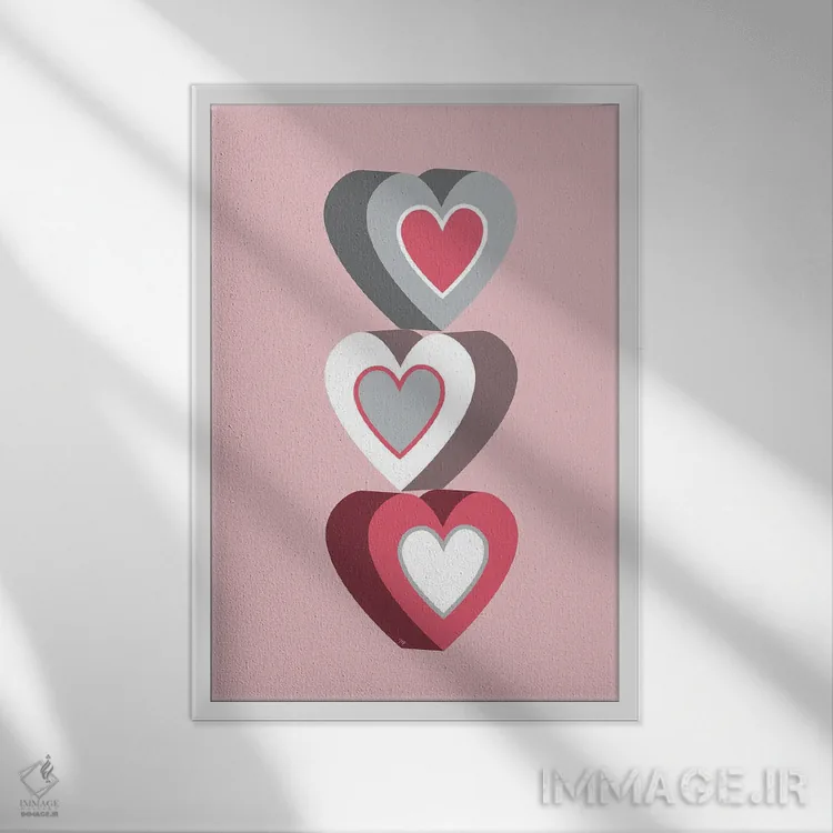 تابلو دکوراتیو قلب های کوچک صورتی اثر مارتینا پاولوا - نمای قابدار سفید