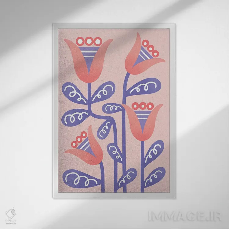 تابلو دکوراتیو لاله های مردمی اثر مارتینا پاولوا - نمای قابدار سفید