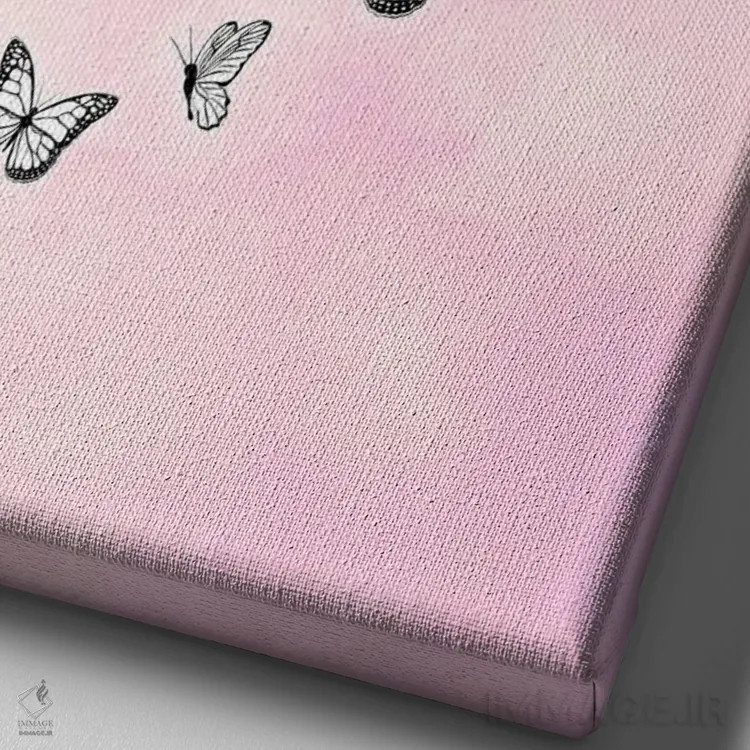 تابلو دکوراتیو پروانه های کوچک صورتی اثر مارتینا پاولوا - نمای نزدیک بافت بوم