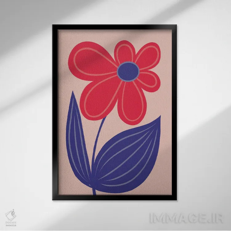 تابلو دکوراتیو گل بزرگ و درخشان اثر مارتینا پاولوا - نمای قابدار مشکی