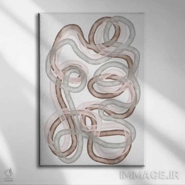 تابلو مینیمال راه های موکا انتزاعی اثر مارتینا پاولوا - نمای روبهرو روی دیوار