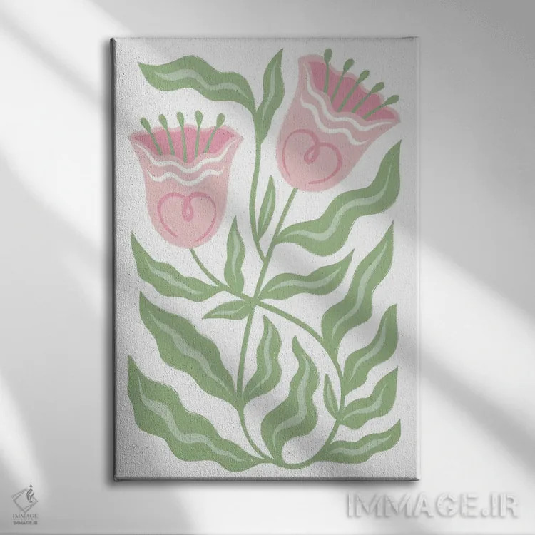 تابلو دکوراتیو شکوفه لاله صورتی اثر مارتینا پاولوا - نمای روبهرو روی دیوار