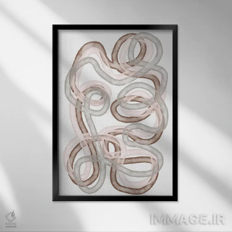 تابلو مینیمال راه های موکا انتزاعی اثر مارتینا پاولوا - نمای قابدار مشکی