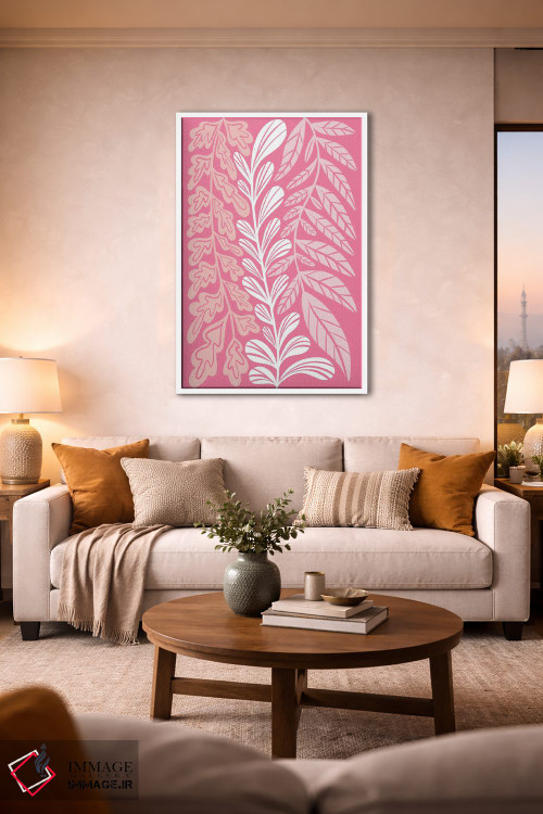 تابلو مینیمال گیاهان بلند صورتی اثر مارتینا پاولوا - D1W