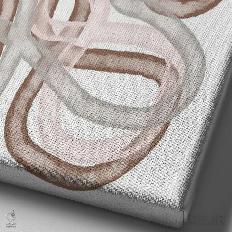 تابلو مینیمال راه های موکا انتزاعی اثر مارتینا پاولوا - نمای نزدیک بافت بوم