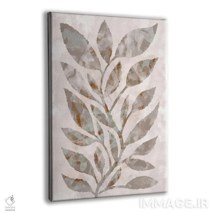تابلو مینیمال برگ های موکا اثر مارتینا پاولوا - نمای پرسپکتیو محصول