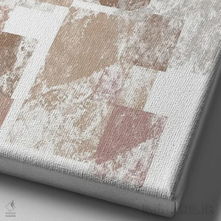 تابلو مینیمال مکعب های موکا اثر مارتینا پاولوا - نمای نزدیک بافت بوم